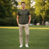 Men's Khaki Slim Fit Crew Neck T-Shirt 2XL