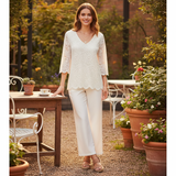 Lace Floral Relaxed Fit Blouse Cream 8