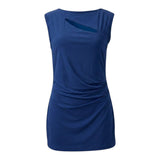 Donna Karan Blue Draped Mini Dress Cut-out M