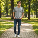 Men's V-Neck T-Shirt Grey Marl L