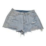 Women's High Waist Ripped Denim Shorts M