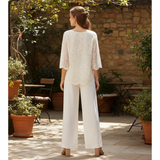 Lace Floral Relaxed Fit Blouse Cream 8