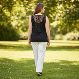 Lace Back Sleeveless Vest Top Black UK 18