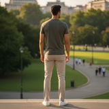 Men's Khaki Slim Fit Crew Neck T-Shirt 2XL
