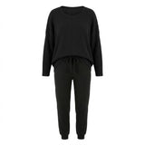 Women's Black Ribbed Loungewear Set Pants & Top Size XL