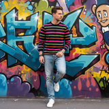 Men's Striped Long Sleeve Top Navy UK M