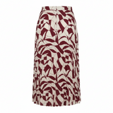 Women's Geometric Pleated Midi Skirt Burgundy / Cream 14