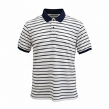Men's White Navy Stripe Polo Shirt Size XL