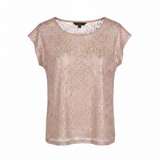 Women's Metallic Lace Top Blush Pink UK 8