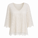 Lace Floral Relaxed Fit Blouse Cream 8