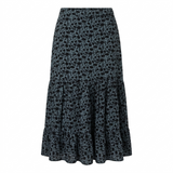 Women's Blue Foliage Tiered Midi Skirt 12