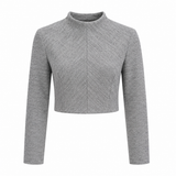 Crop Mock Neck Top Grey Marl S