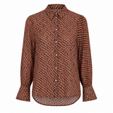 Women's Geometric Print Shirt Brown S