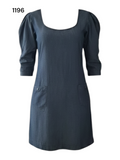 Women's Denim Mini Dress with Puff Sleeves, Cotton Size XS