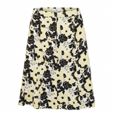Floral Midi Skirt Yellow Black UK 24