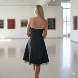 Black Cocktail Dress Roses 3D Tulle Size 10