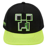 Minecraft Kids' Creeper Snapback Cap Black Green front view