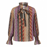 Women's Farah Floral Print Silk Blouse Chai Tea Multi UK 12