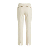 White Virgin Wool Zip Cigarette Trousers