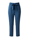 Women's Petrol Blue Tapered Trousers with Tie Belt Size 8