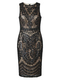 Black Lace Sequin Pencil Dress Size 10