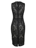 Black Lace Sequin Pencil Dress Size 10