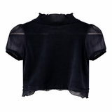 Black Lace Ruffle Bolero Rose Detail UK 8