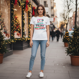 Women's "It's All Very Merry" Christmas Graphic T-Shirt White M