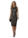 Black Lace Sequin Pencil Dress Size 10