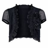 Black Lace Ruffle Bolero Rose Detail UK 8