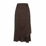 Women's Polka Dot Midi A-Line Skirt Chocolate Brown L - Ghost Mannequin Side
