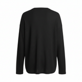 Men's Long Sleeve Black Ribbed Henley Top - Back View