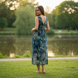 Tropical Midi Dress - Summer Lifestyle Park Lake Back