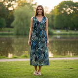 Tropical Midi Dress - Summer Lifestyle Park Lake