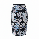 Women's Floral Pencil Skirt Navy Blue 8